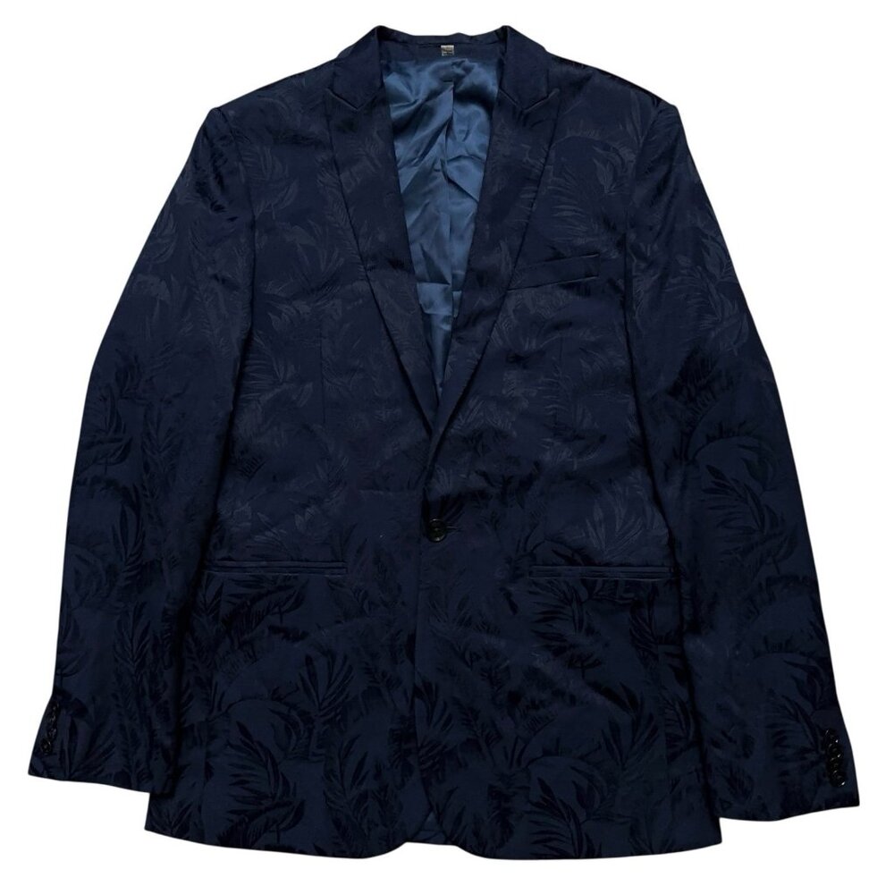 Express Blazer Jacket Mens Size 36R Sports Coat Slim Fit Floral Print Blue